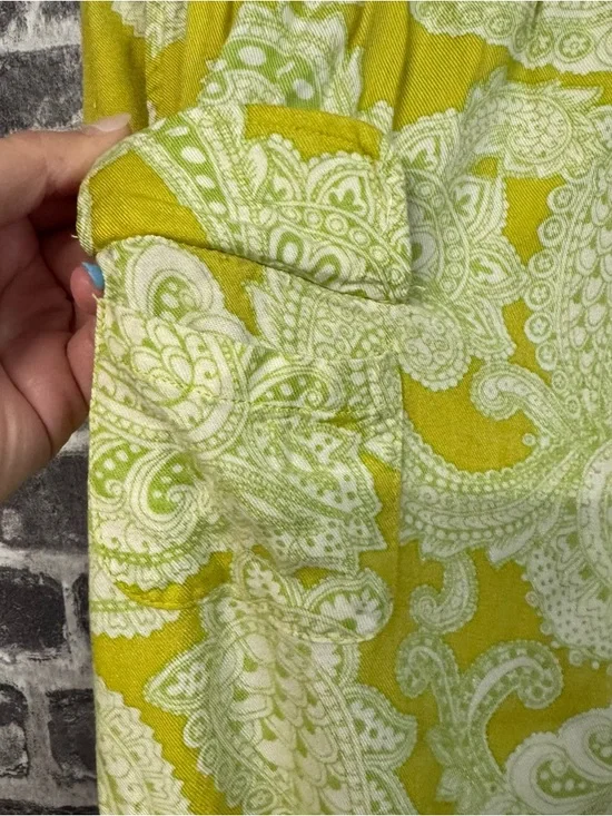 Urban Outfitters Sophie Paisley Printed Pull On Cargo Pant Chartreuse green - Picture 6 of 14